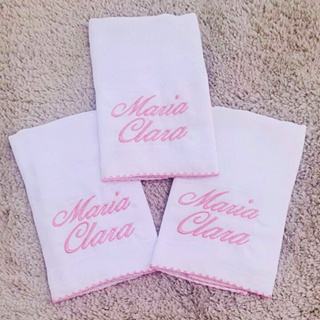 Kit 3 Fraldas de Boca Personalizadas com Nome Bordado Bico de Picueta 100% Algodão Bebê Enxoval em Oferta na Shopee