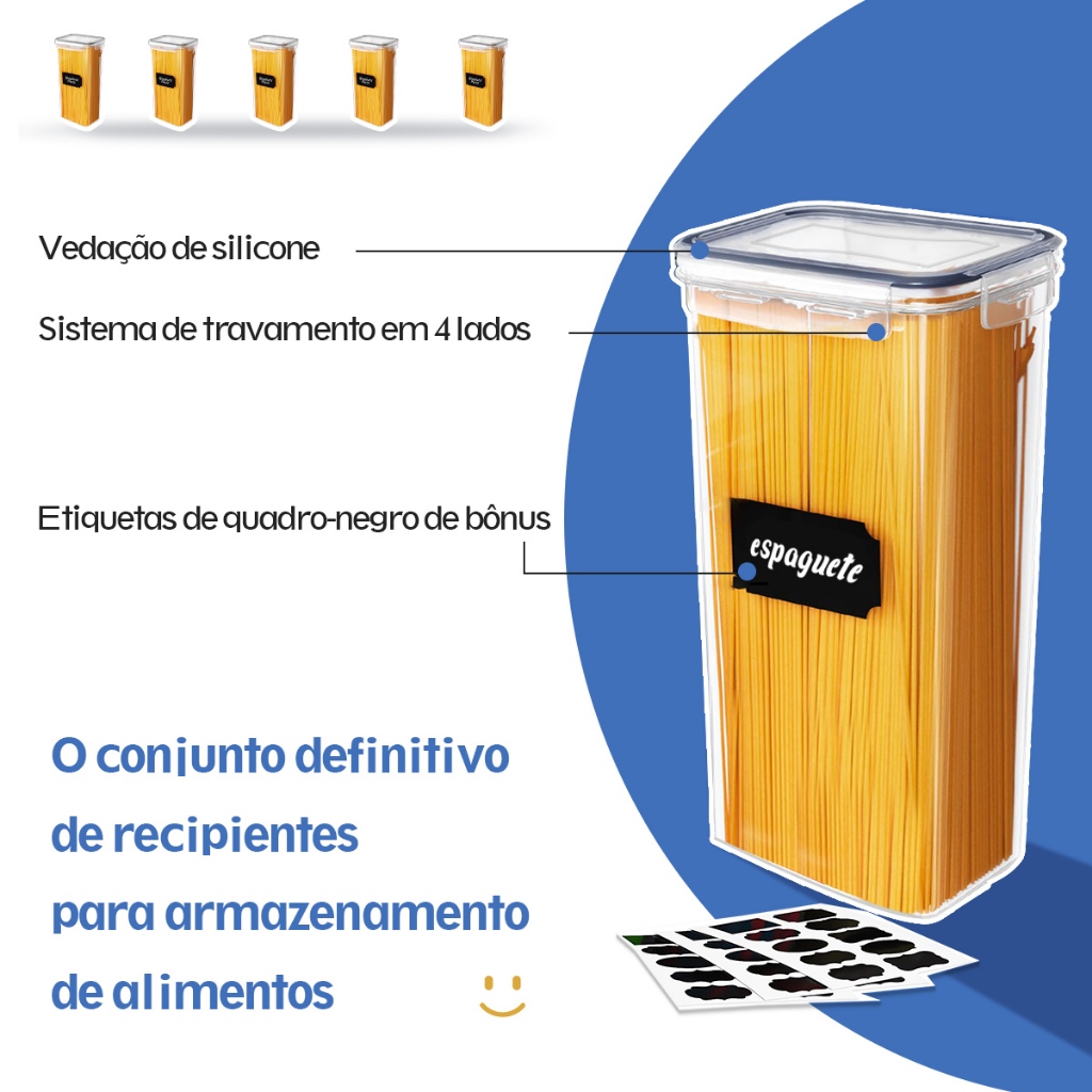 Kit 15 Recipientes Herméticos Cozinha Potes Organizadores Alimentos Marmita Antivazamento Empilháveis — imagem 2 de 2