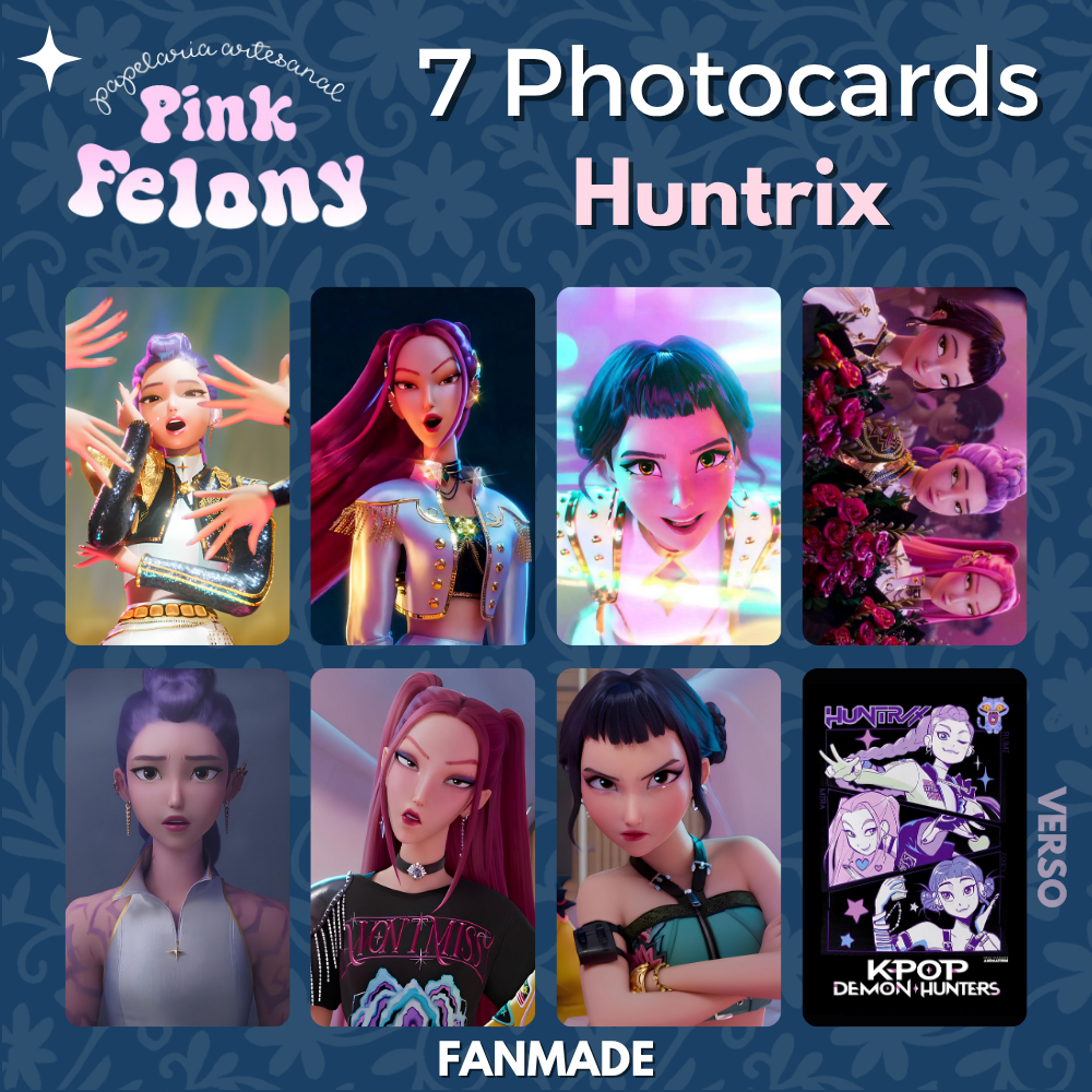 Kit 7 photocards Guerreiras do K-POP Huntrix Zoey Mira Rumi Saja Boys