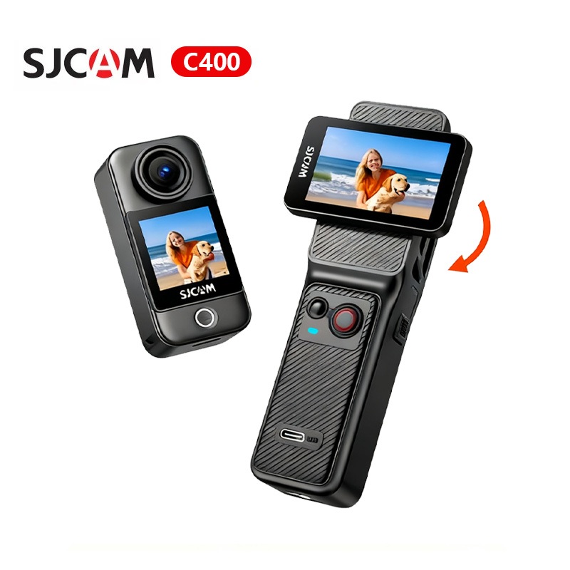 [Original] Câmera de Ação SJCAM C400 4K com Tela Dupla, Wi-Fi e Nivelamento de Horizonte