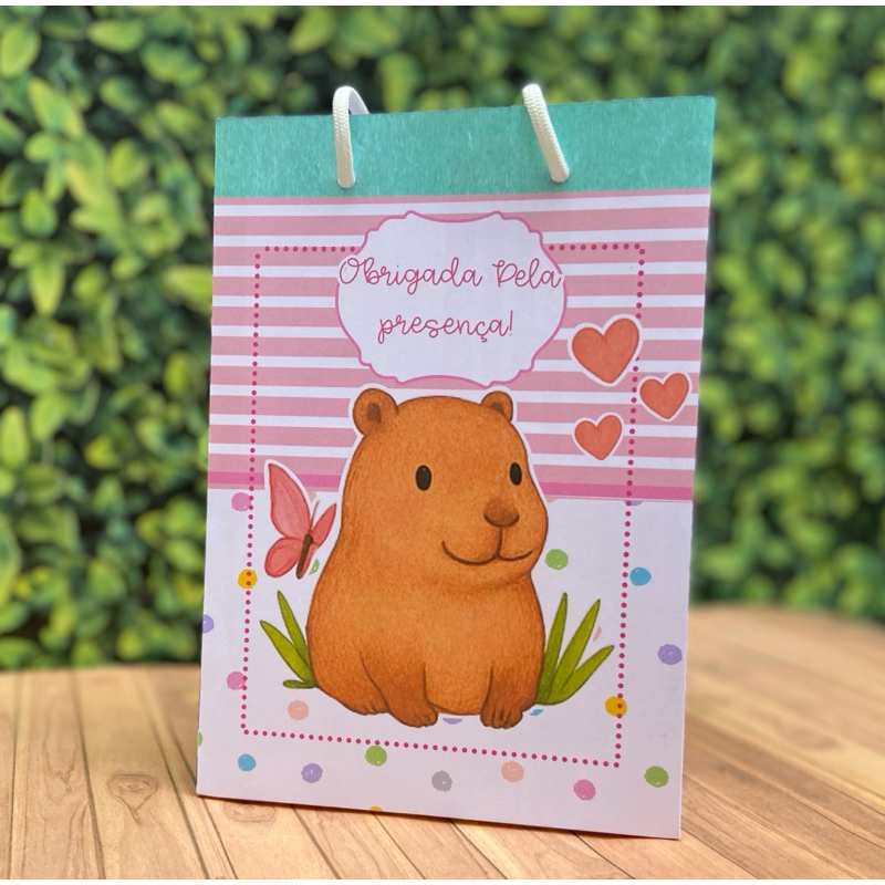 Kit Sacolinha Personalizada Capivara Fofa | Sacolinha Surpresa | Lembrancinha Festa Infantil | Aniversário