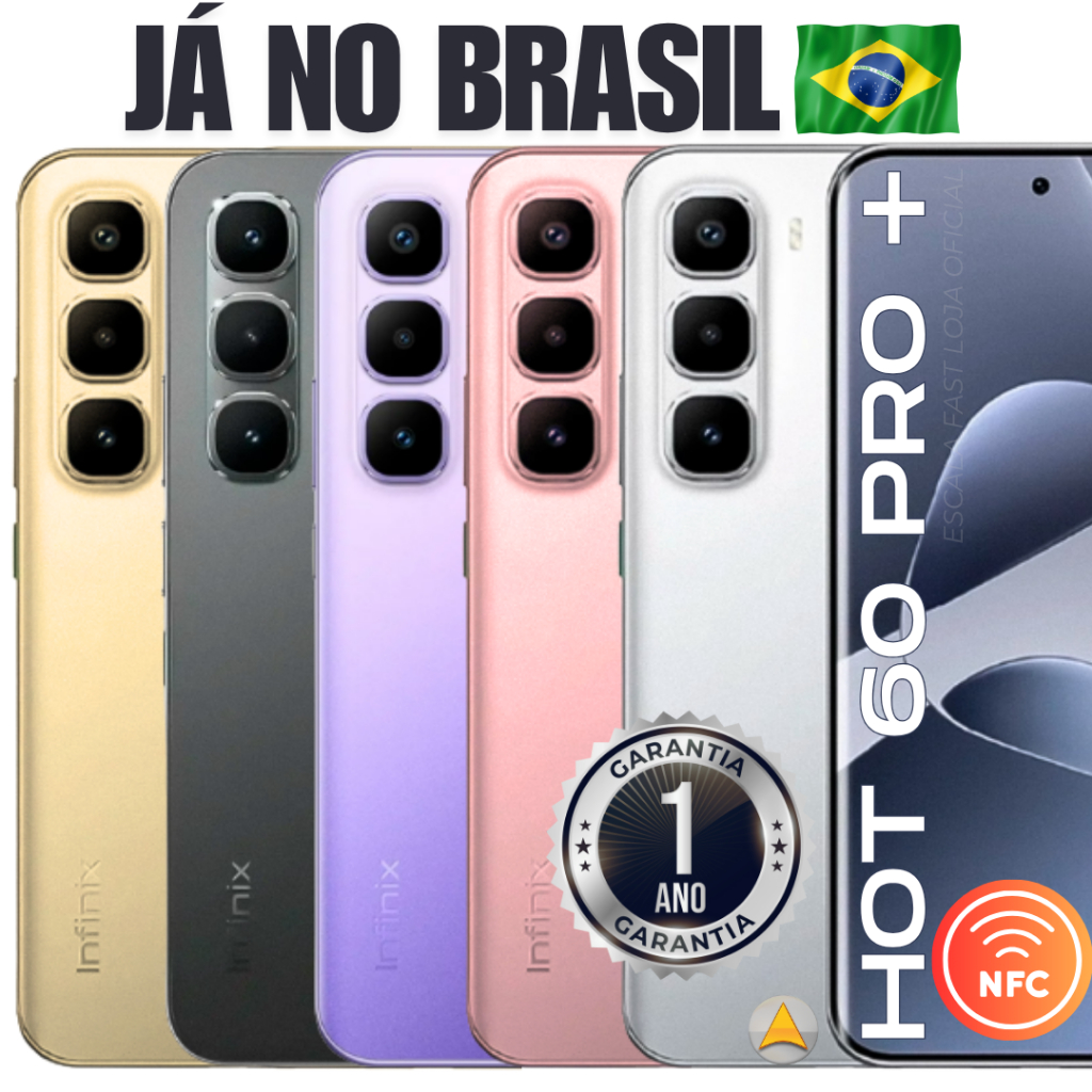 Celular Infinix Hot 60 Pro Plus / Hot 60 Pro+ Com NFC 256GB + 16GB RAM Dual Chip 4G Câmera 50MP