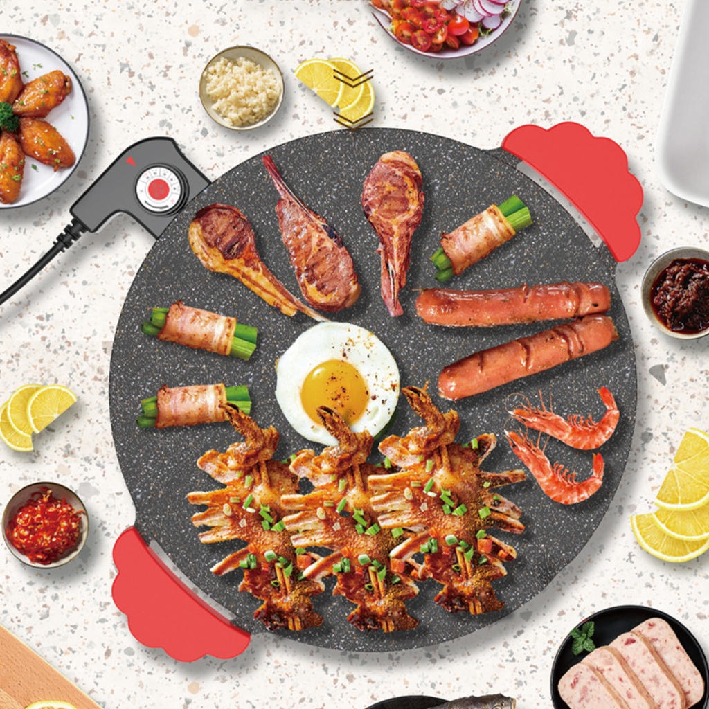 Grill Elétrico Antiaderente - Cozinhe sem Óleo, Grelhador para Carnes, Hambúrguer e Churrasco