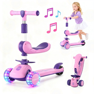 Patinete Infantil com Led Som Musical Dobravel e Guidão Ajustável até 60Kg Menino Menina P15 em Oferta na Shopee