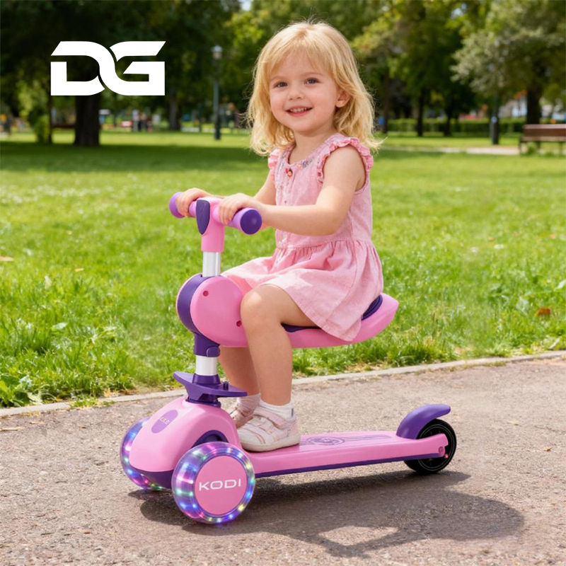 Patinete Infantil 3 rodas Musical com Luz Led e Guidão Ajustável Dobrável Crianças Menino Menina P15