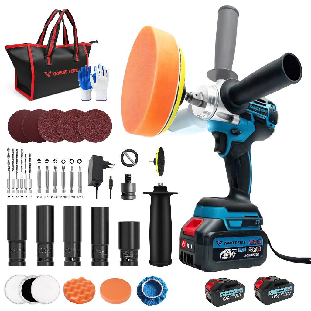 Multifuncional Chave Elétrica De Alto Torque De 500 N.M 4 em 1 Lixadeira Polidora Conjunto De Ferramentas Alimentadas em Oferta na Shopee