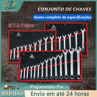 jogo de chave combinada 8/12/14 Peças Profissional combinação de aço carbono Chave fixa em Oferta na Shopee