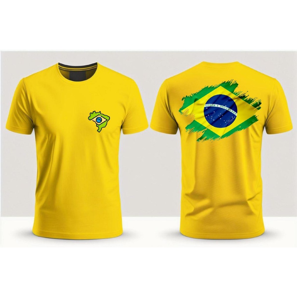 Camiseta personalizada Brasil copa do mundo futebol pátria feita 100% algodão confortável caimento perfeito