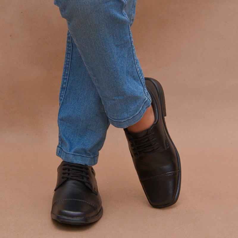 Sapato Social Infantil Para Igreja Casamento Formatura Batizado Culto Criança Marrom Preto Amarrar Tal Pai Tal Filho