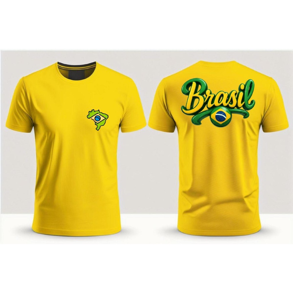 Camiseta personalizada Brasil copa do mundo futebol pátria feita 100% algodão confortável caimento perfeito