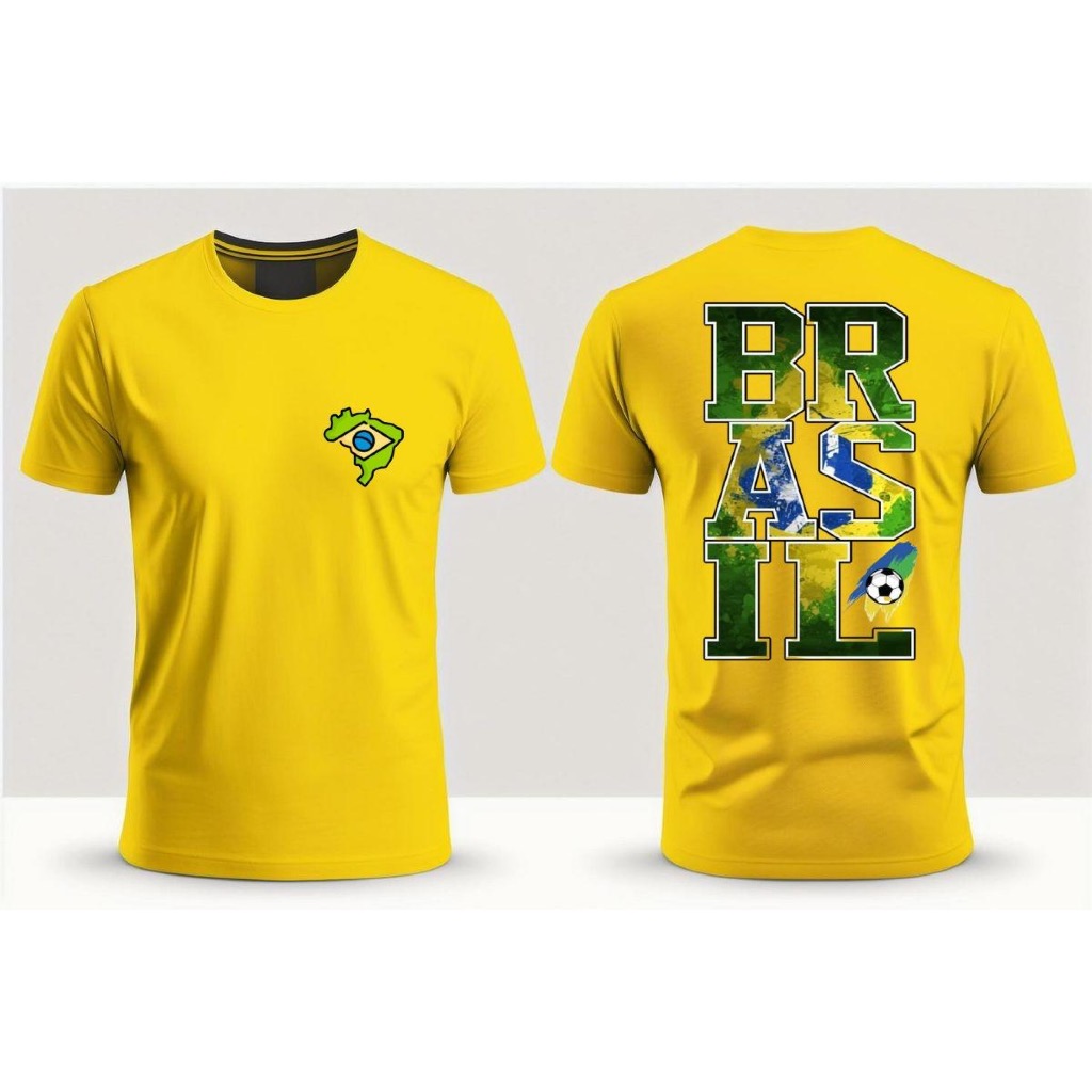 Camiseta personalizada Brasil copa do mundo futebol pátria feita 100% algodão confortável caimento perfeito