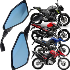 Retrovisor kawasaki Z400 Haste Curta Lente Azul Rosca Yamaha Fazer 250 Crosser 150 Facotr 150 Lander