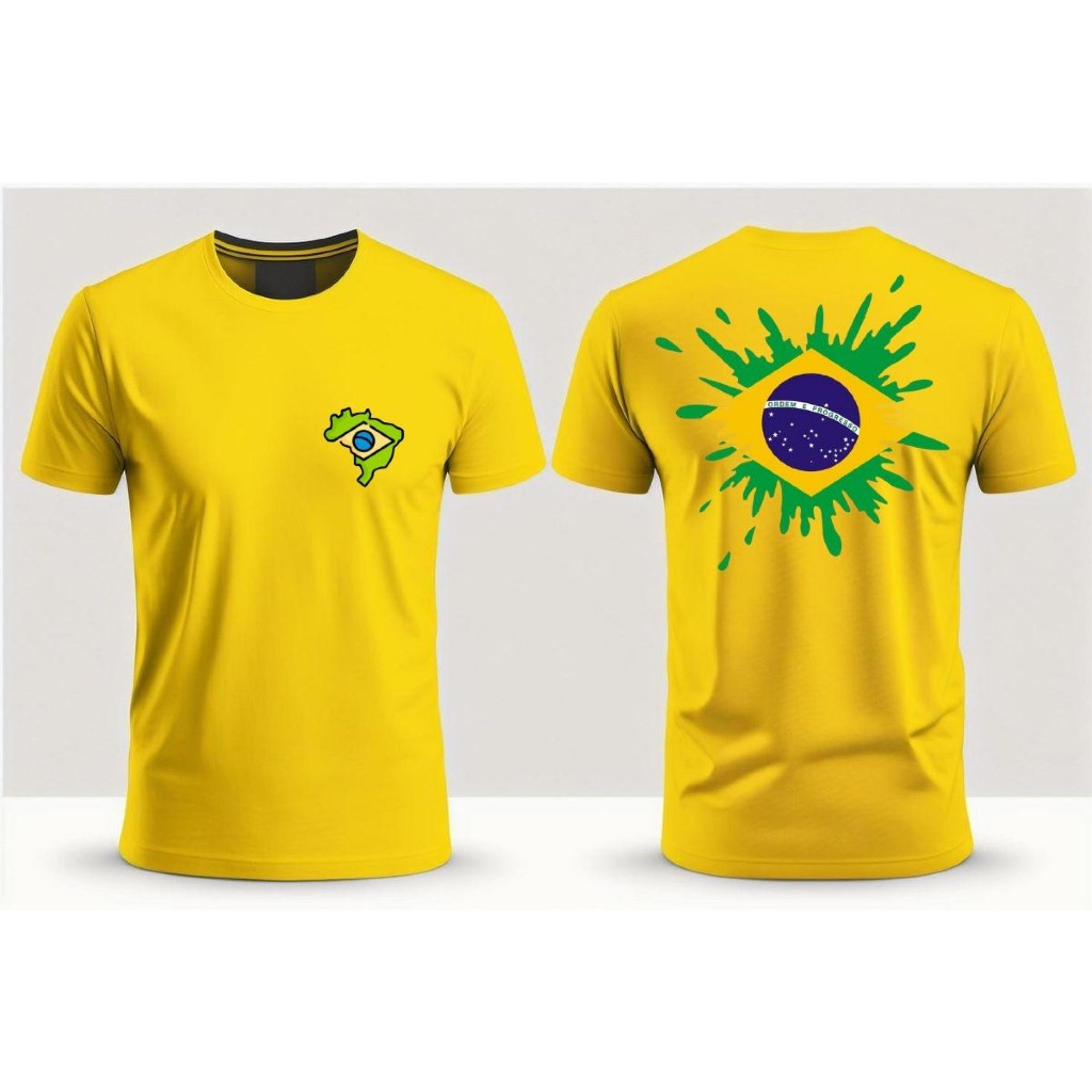 Camiseta personalizada Brasil copa do mundo futebol pátria feita 100% algodão confortável caimento perfeito