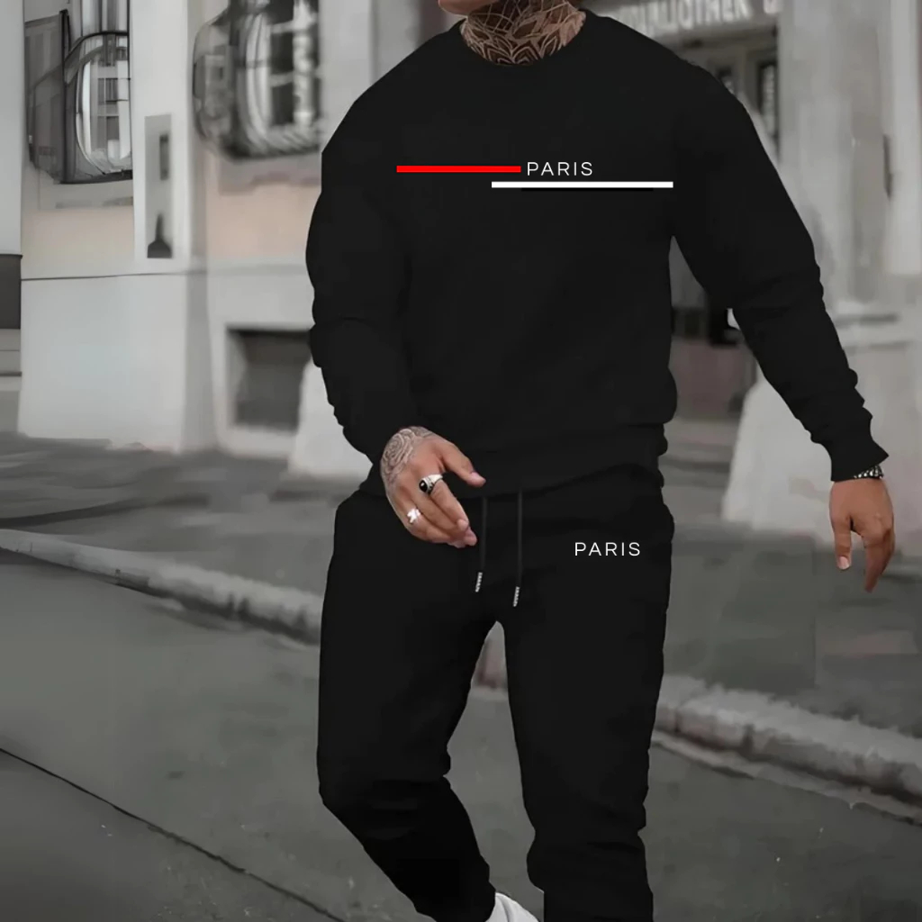Conjunto Moletom Estiloso Homens Masculino Alta Qualidade Premium Flanelado Quente Macio Confortável