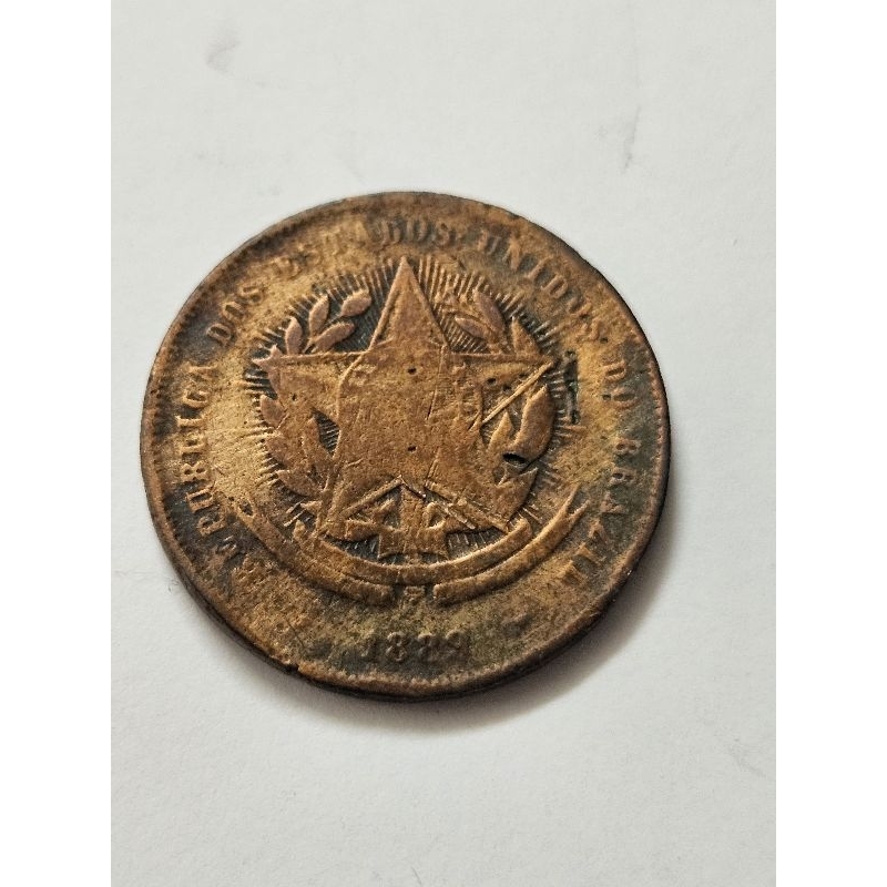 moeda Brasil república vintém 20 réis 1889 bronze