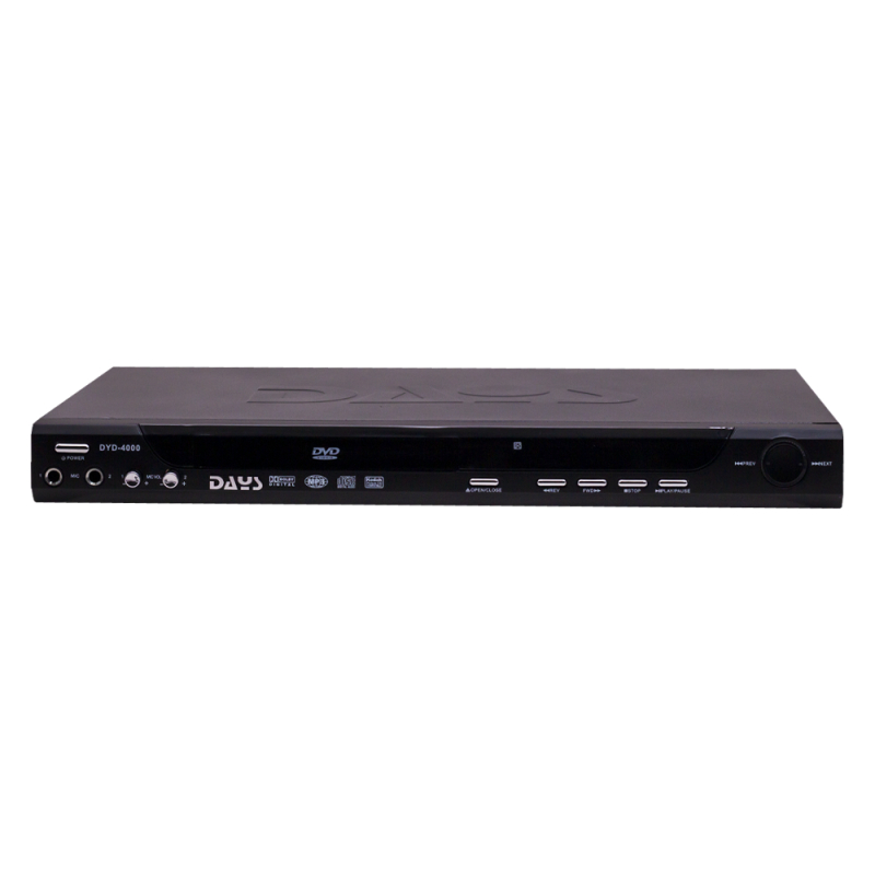 Reprodutor DVD de Mesa Days DYD-4000 / Com Controle Remoto e Microfone / 90-260V ~ 60Hz - Preto