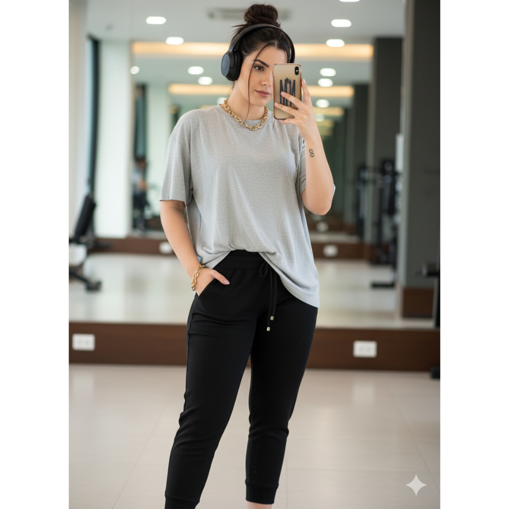 KIT Calça Jogger Ribana Feminina Tipo Calca Moletom Academia Feminino
