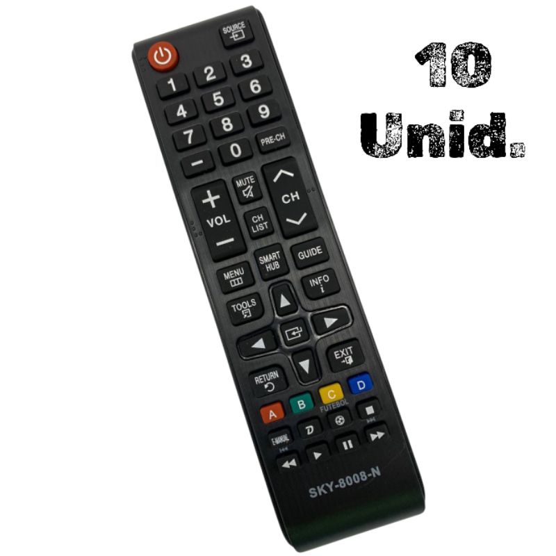 Kit 10 Peças Controle Remoto Universal Compatível com Tv Samsung Smart Hub sky-8008 le-7028 atf-7028