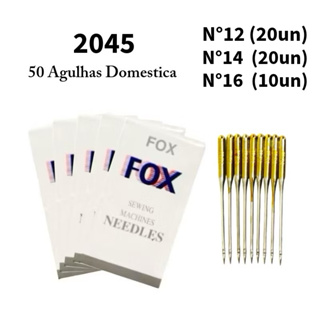 Kit 50 Agulhas Domesticas 2045 Diversos Tamanhos 12/14/16 Maquina Costura Caseira -FOX em Oferta na Shopee