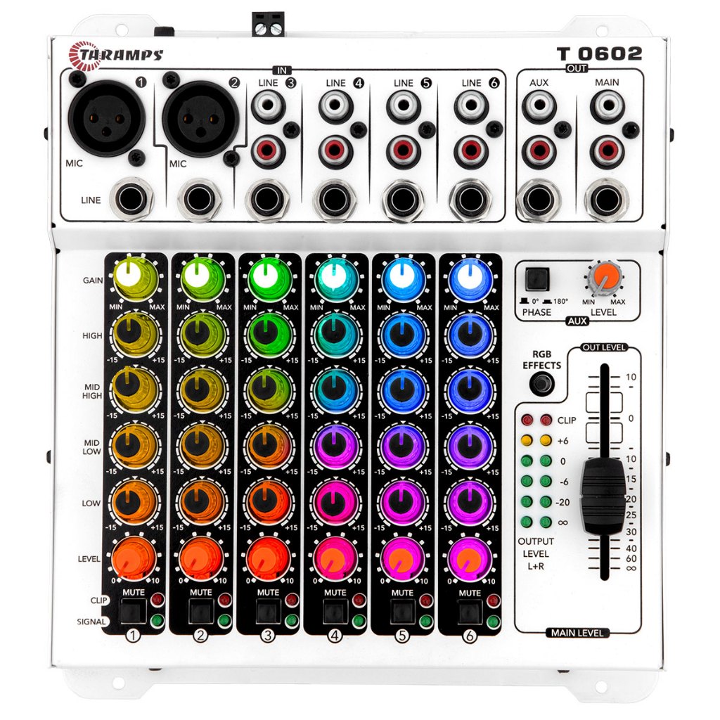 Mesa de Som Taramps Multicolor Led RBG 6 Canais 4 Faixas