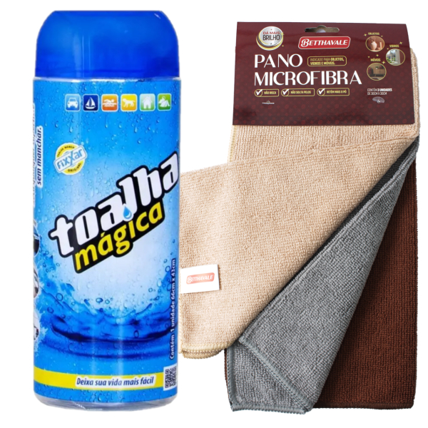 Kit Toalhas Automotivas -1 tolha mágica -1 pano microfibra com 3und em Oferta na Shopee
