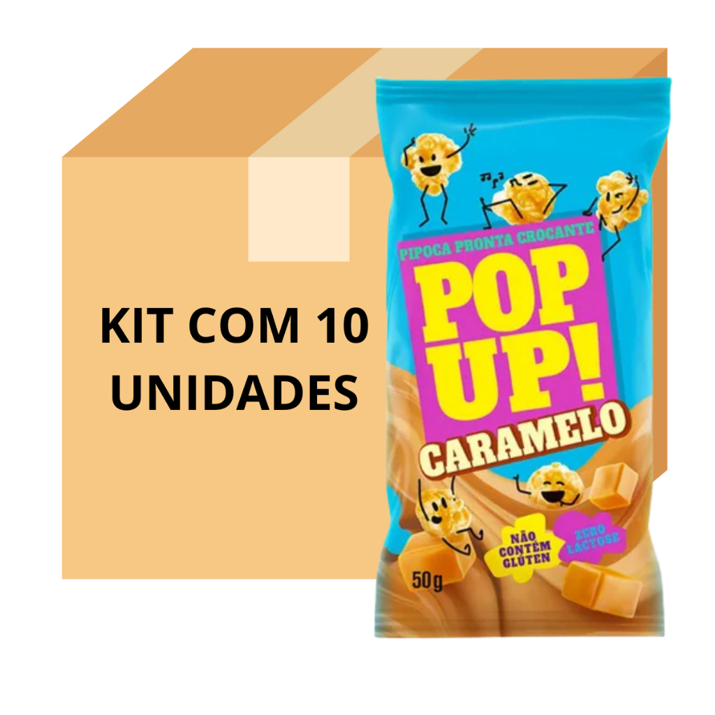 Pipoca Pop Up Caramelo Diatt 50g Caixa com 10 Unidades Sem Glúten em Oferta na Shopee