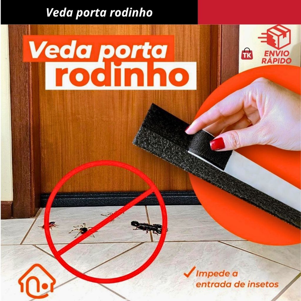 Veda Porta RODINHO Adesivo 80cm Preto – Protetor Impermeável e Discreto | Fácil Aplicação em Oferta na Shopee