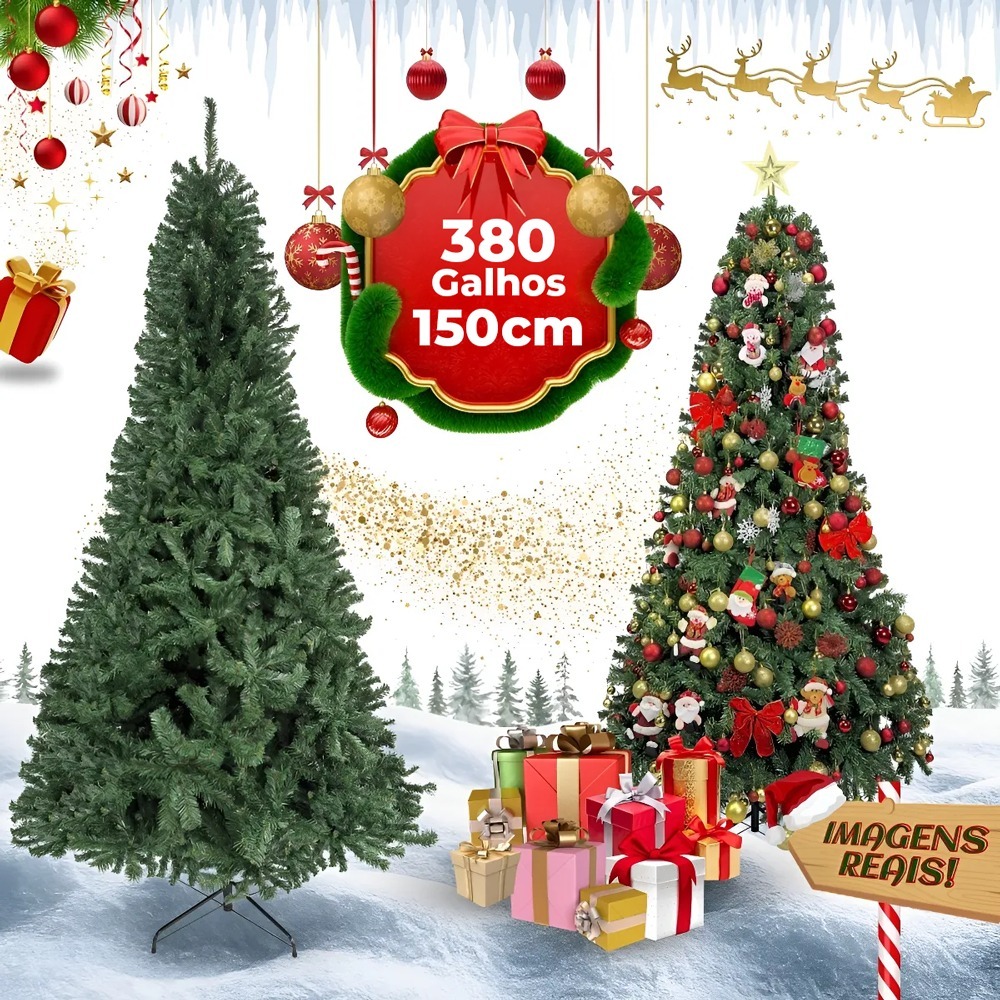Árvore De Natal Dinamarca Verde 150cm 380 Galhos Magizi em Oferta na Shopee