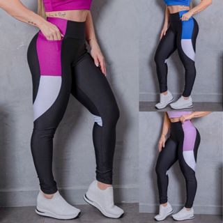 Calça Legging Ginástica Modela Cintura Com Bolsos Laterais Listra Esportiva Treino - Academia - Exercícios em Oferta na Shopee