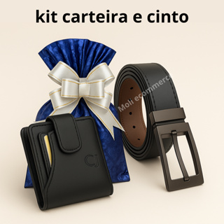 Kit Carteira Masculina couro e Cinto dupla face -Embalado Para Presente em Oferta na Shopee