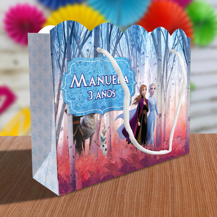 Sacolinha Frozen Ondulada Personalizada Festa Lembrancinha Kit Festa Elsa Anna Princesa Princesas