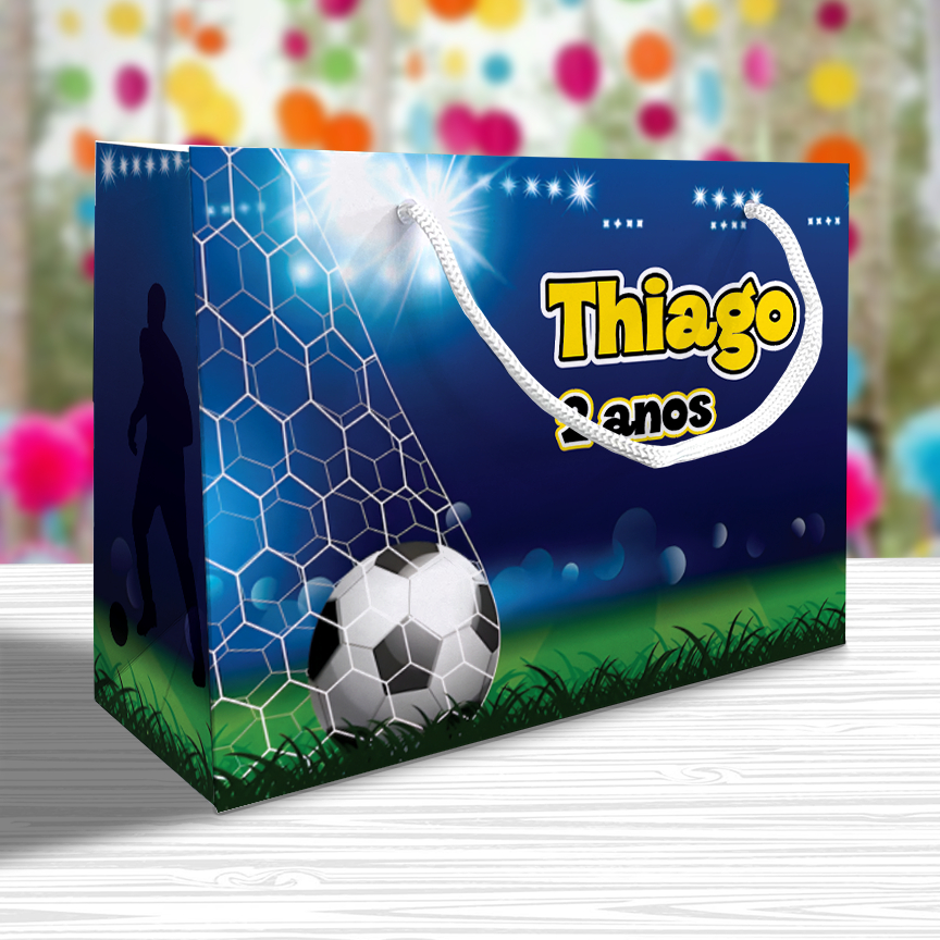 Sacolinhas Personalizadas Festa Futebol (20x14x6cm) Lembrancinha Kit Festa Gol Campo