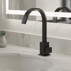 Torneira Luxo Quadrit Slim Gourmet 100% Metal 1/4 de volta 6166 Preto Fosco Banheiro Cozinha