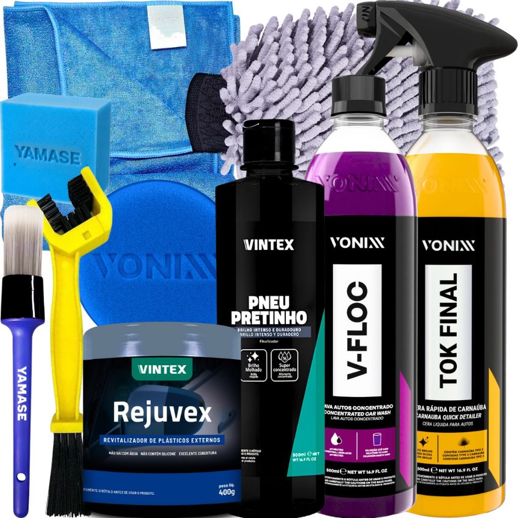 Kit Completo Lavagem de Moto Cera Tok Final Shampoo V-Floc Pneu Pretinho em Oferta na Shopee