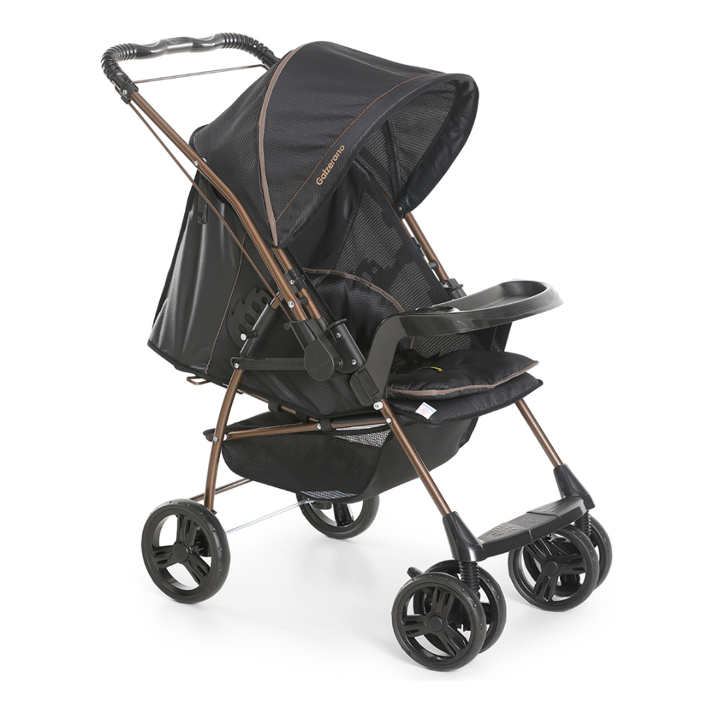Carrinho de Bebê Galzerano Milano Oferta Passeio Reversivel Preto Cobre