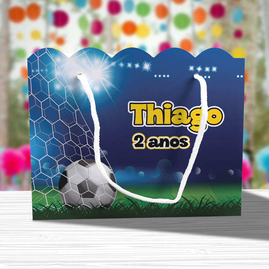 Sacolinha de Festa Futebol Lembrancinha Personalizada Kit Festa Sacola Ondulada Gol Bola