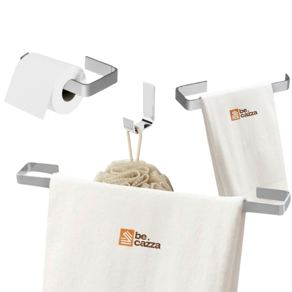 Kit de Acessórios para Banheiro Porta Toalhas Gancho Quadrado Cromado Luxo 4 Peças Reforçado em Oferta na Shopee