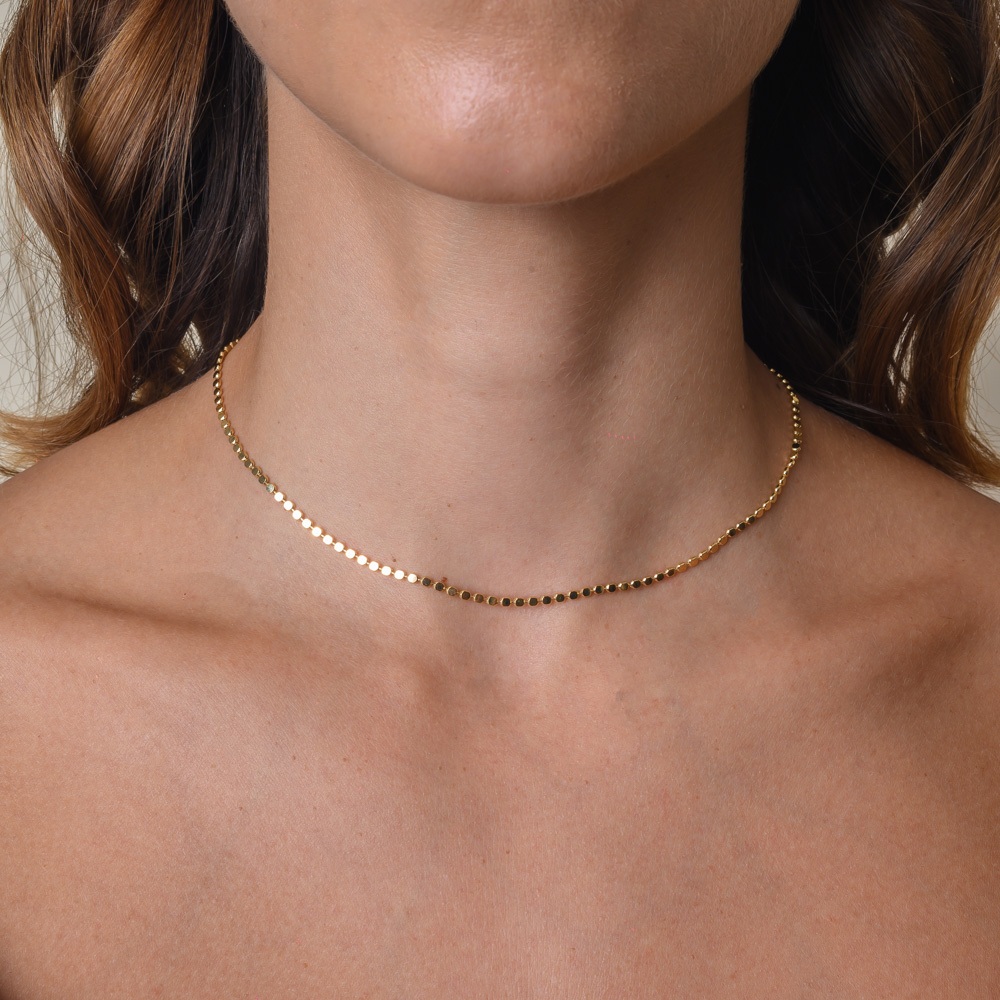 Choker Diamantada com Banho em Ouro 18k em Oferta na Shopee