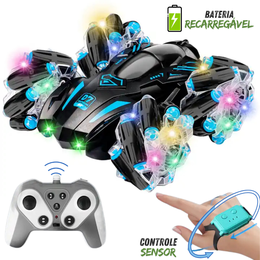 Carrinho Controle Remoto Sensor a Mão Recarregável Gira 360° Infantil