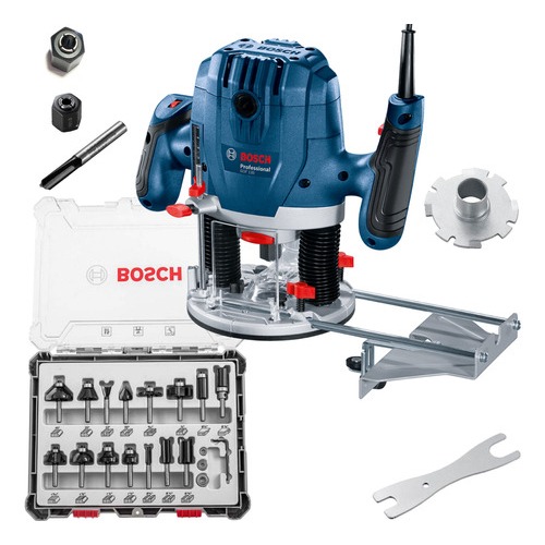 Tupia Coluna Bosch GOF 130 127V + Kit 15 Pcs Fresas Jogo Standard Bosch