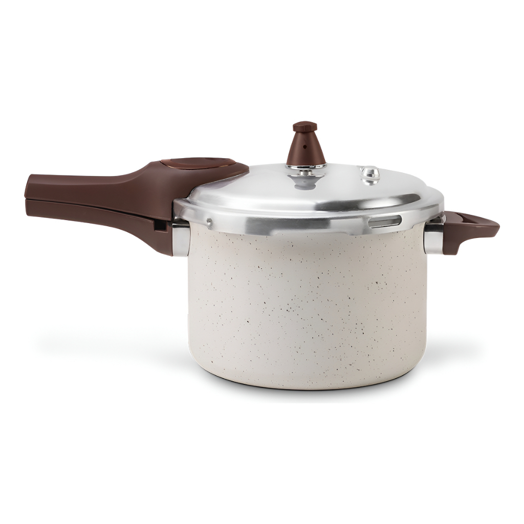 Panela de Pressão Brinox Pressure Revestimento Cerâmica Indução 4,2l Cor Vanilla e Verde