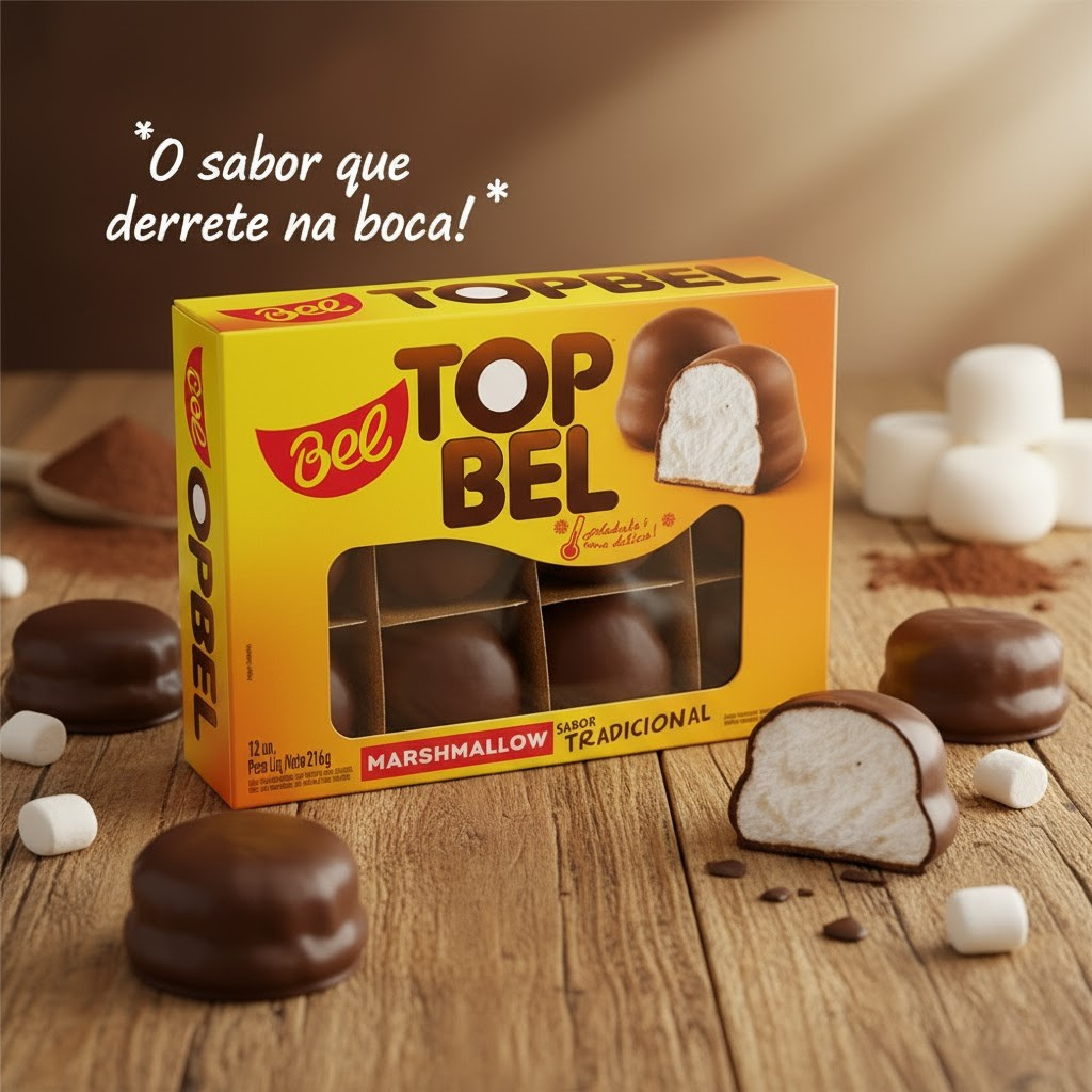 TopBel Ao Leite Tradicional 12un - Marshmallow com Cobertura de Chocolate ao Leite em Oferta na Shopee