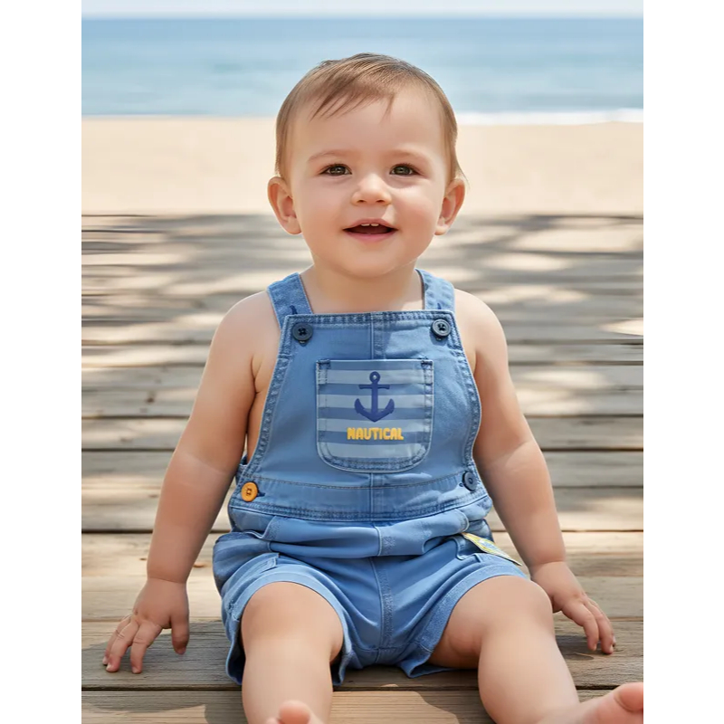 Roupa Infantil Jardineira Short Macacão Marinheiro Bermuda Jeans Bebê Menino