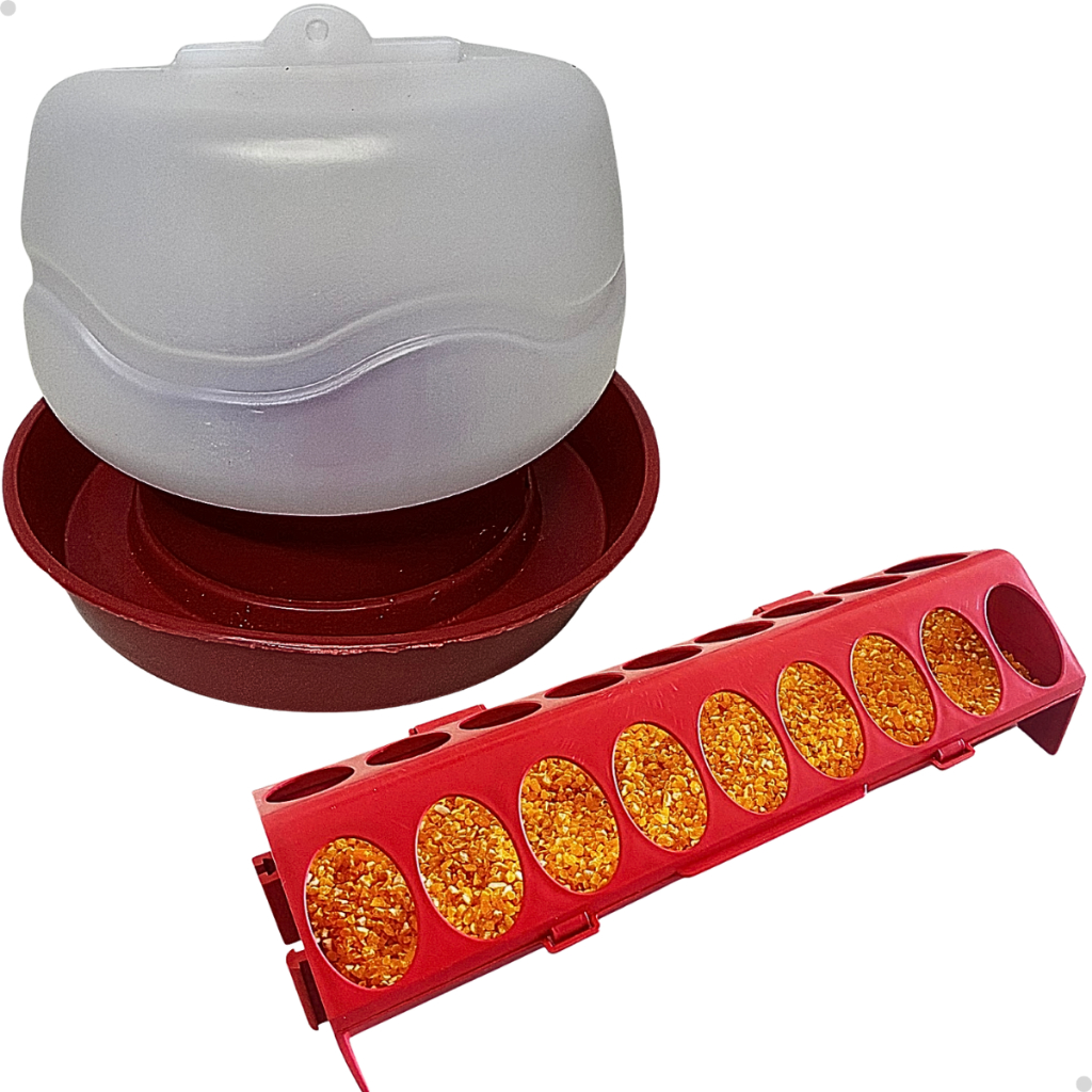 Kit Comedouro Calha 30Cm Bebedouro 1L Aves Pintinhos Codornas Frangos Automático
