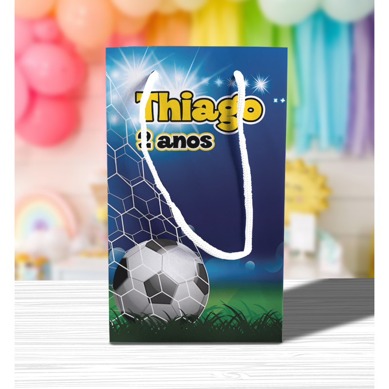 Sacolinha de Festa Futebol Lembrancinha Personalizada Kit Festa Sacola Pé Bola Gol