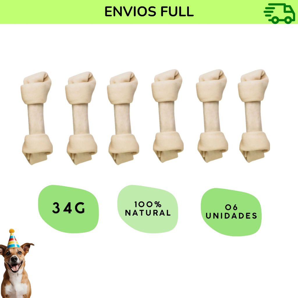 Ossinho Natural Nó para Cães Cachorro Doogs 34G- Super macio gostoso e auxilia a limpeza dos dentes