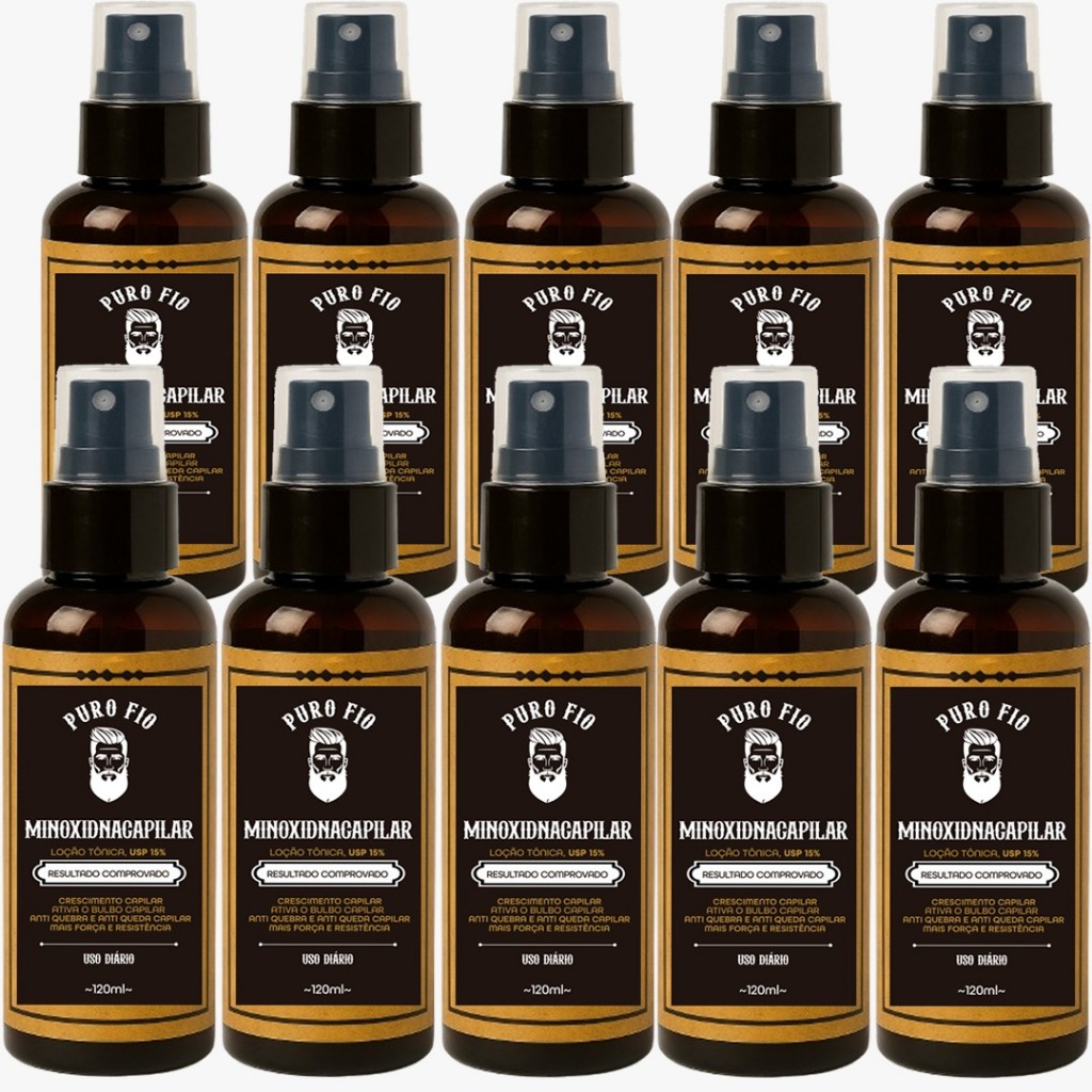 Kit 10x Tônico Capilar Serum de Crescimento antiqueda 120ml Puro Fio Cabelo Barba Sobrancelha Envio Imediato
