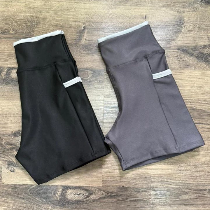 Kit 2 Shorts Due Feminino Academia Bolso Lateral Celular Corrida Roupa Fitness Zero Transparência — imagem 1