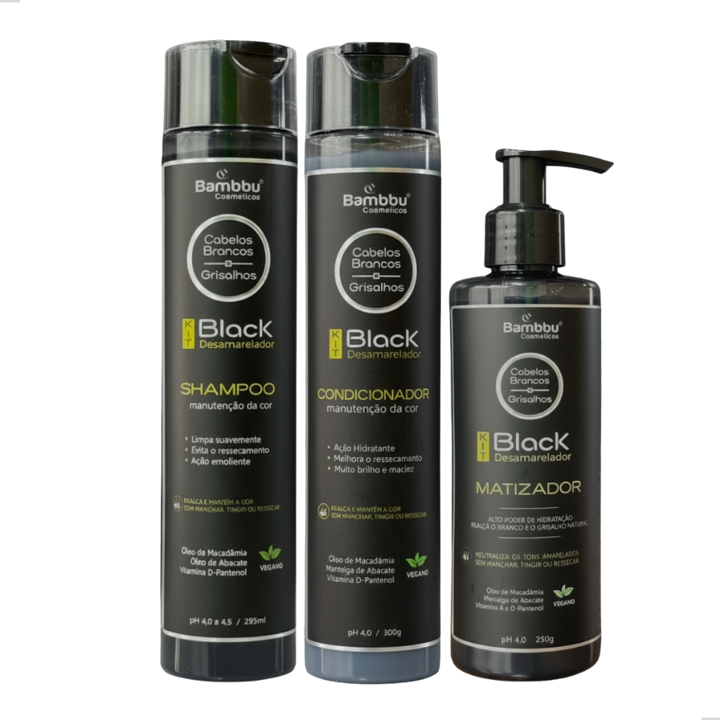 Kit Shampoo Condicionador E Matizador Desamarelador 295ml - Bambbu Cosmético