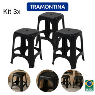 Kit com Tres Banquetas Em Plástico 03 Bancos Niteroi Suporta até 100kg Tramontina em Oferta na Shopee